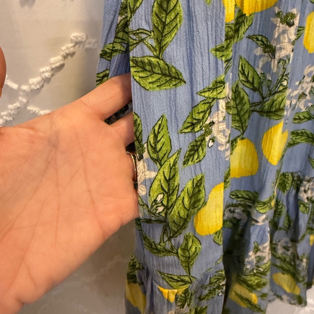 Beach Lunch Lounge lemon drop tiered ruffle dress women small - Picture 5 of 8